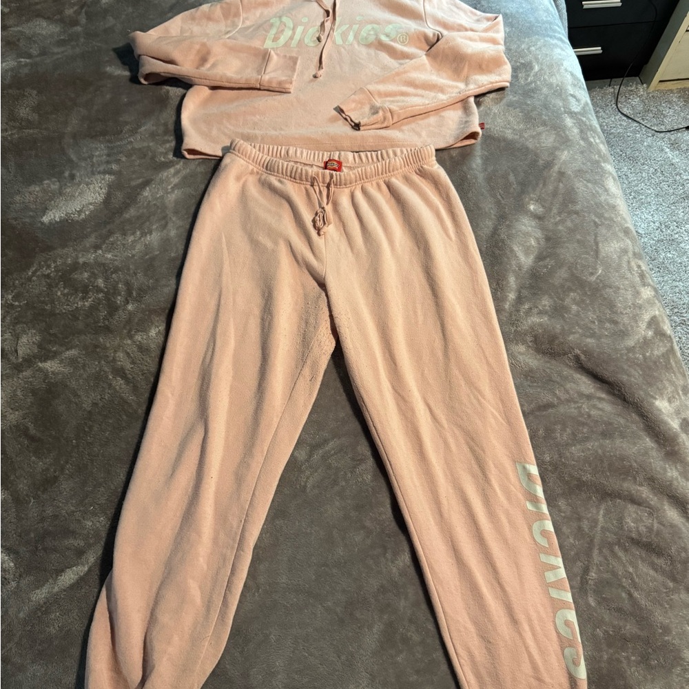 Dickies Women's Pink Hoodie Sweater with matching pants